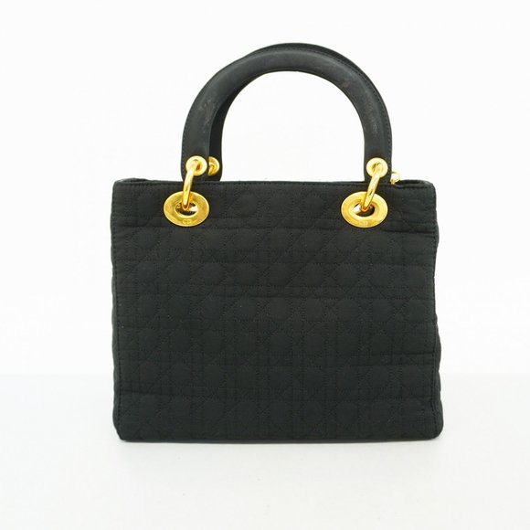 Christian Dior Handbag Cannage Lady Nylon Black Women's - Picture 14 of 14